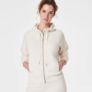 SPANX AirEssentials Full Zip Hoodie - Heather Oatmeal